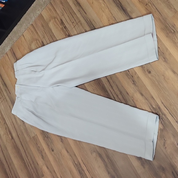 LAUREN RALPH LAUREN Pale Blue White Pinstripe Silk Shelter Island Pants Trousers - Picture 2 of 16